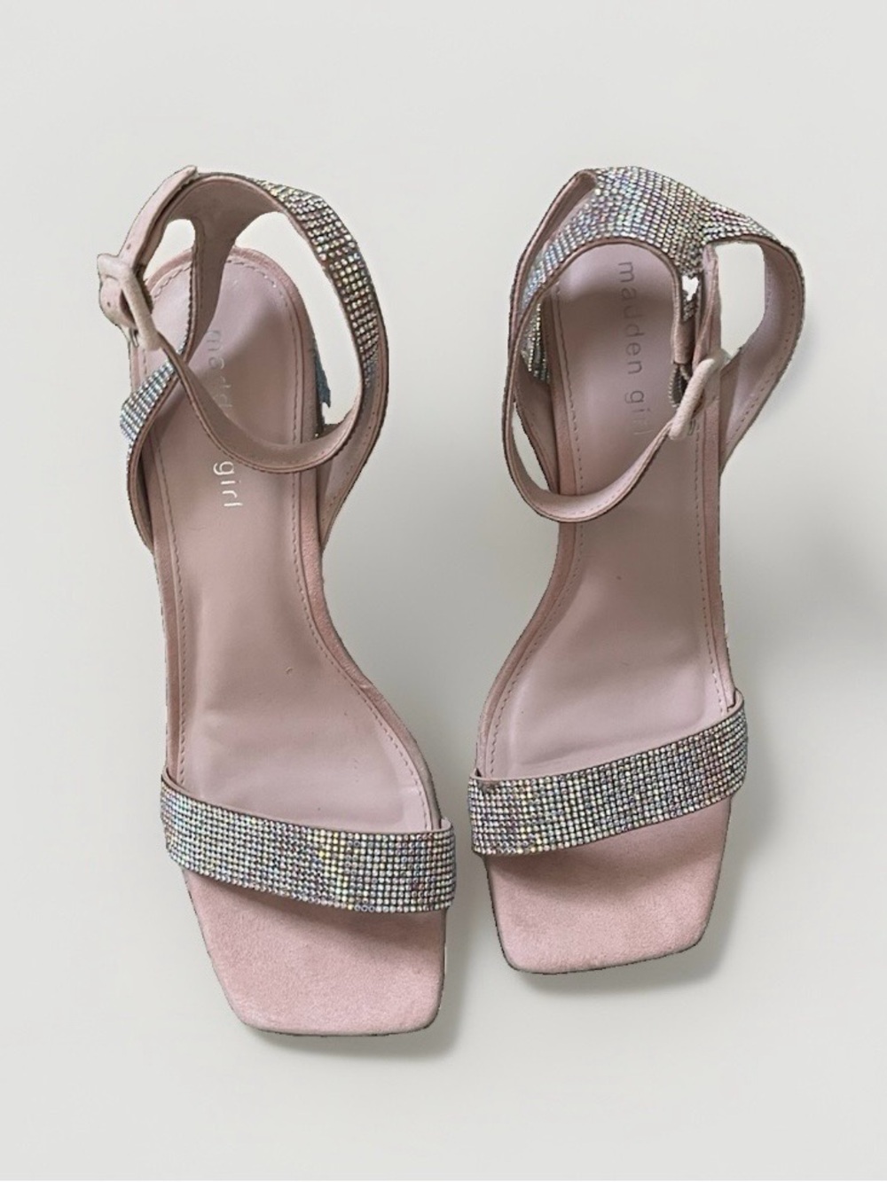 Madden Girl Pink Rhinestone Ankle-Strap Heels